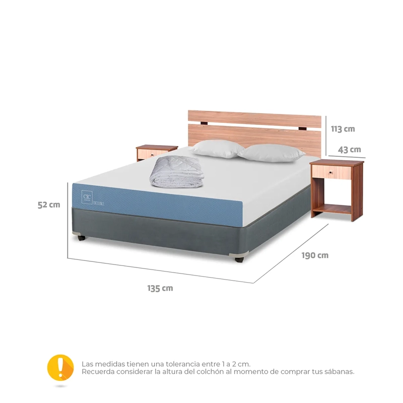 JUEGO DE DORMITORIO CIC CAMA BOX AMERICANO EXCELLENCE FULL + SET OLMO + TEXTIL - 3