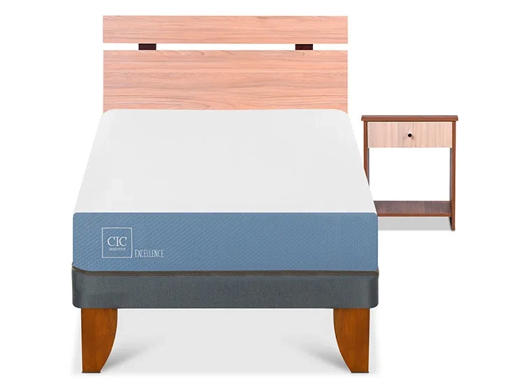 JUEGO DE DORMITORIO CIC CAMA EUROPEA EXCELLENCE 1.5 PLAZAS + SET OLMO - 1