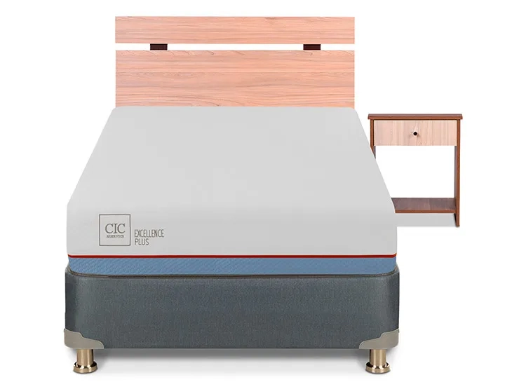 JUEGO DE DORMITORIO CIC CAMA BOX AMERICANO EXCELLENCE PLUS 1.5 PLAZAS + SET OLMO - 1
