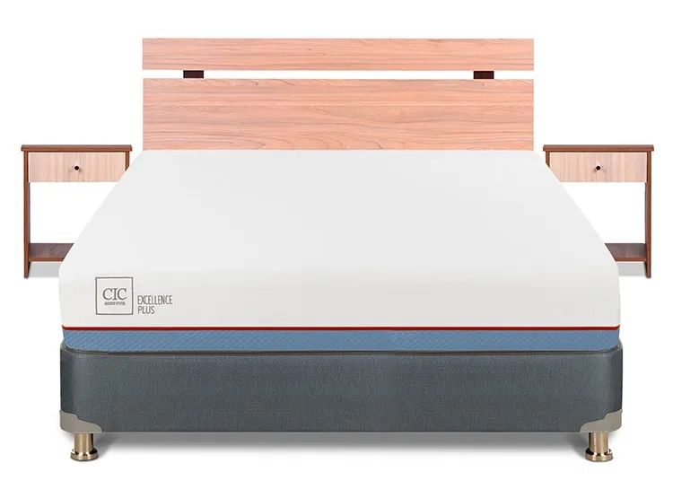 JUEGO DE DORMITORIO CIC CAMA BOX AMERICANO EXCELLENCE PLUS BN 2 PLAZAS + SET OLMO - 1