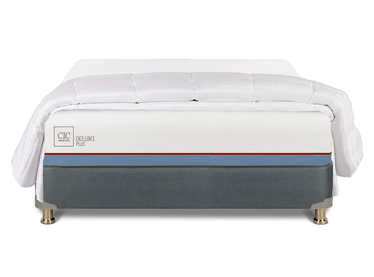 JUEGO DE DORMITORIO CIC CAMA BOX AMERICANO EXCELLENCE PLUS BN 2 PLAZAS + PLUMON - 1