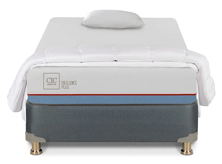 JUEGO DE DORMITORIO CIC CAMA BOX AMERICANO EXCELLENCE PLUS 1.5 PLAZAS + TEXTIL - 1
