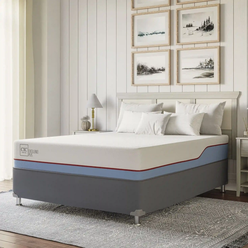 JUEGO DE DORMITORIO CIC CAMA BOX AMERICANO EXCELLENCE PLUS BN 2 PLAZAS + TEXTIL - 11
