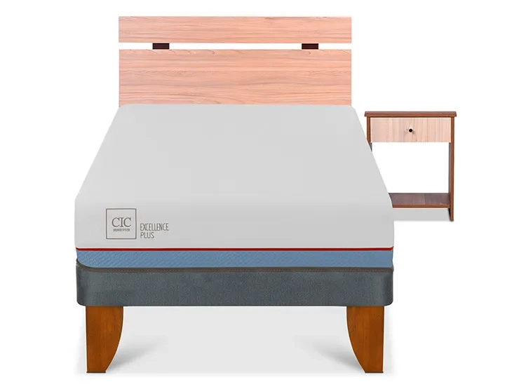 JUEGO DE DORMITORIO CIC CAMA EUROPEA EXCELLENCE PLUS 1.5 PLAZAS + SET OLMO - 1