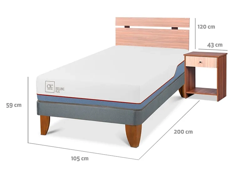 JUEGO DE DORMITORIO CIC CAMA EUROPEA EXCELLENCE PLUS 1.5 PLAZAS + SET OLMO - 3