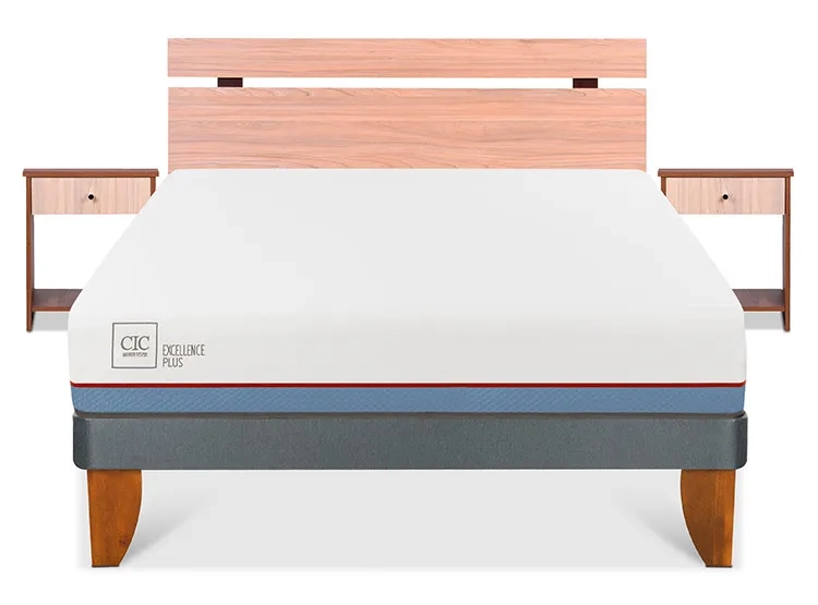 JUEGO DE DORMITORIO CIC CAMA EUROPEA EXCELLENCE PLUS BN 2 PLAZAS + SET OLMO - 1