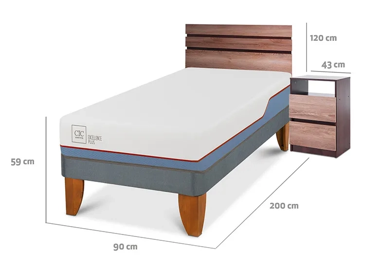 JUEGO DE DORMITORIO CIC CAMA EUROPEA EXCELLENCE PLUS 1 PLAZA + SET ARES - 3