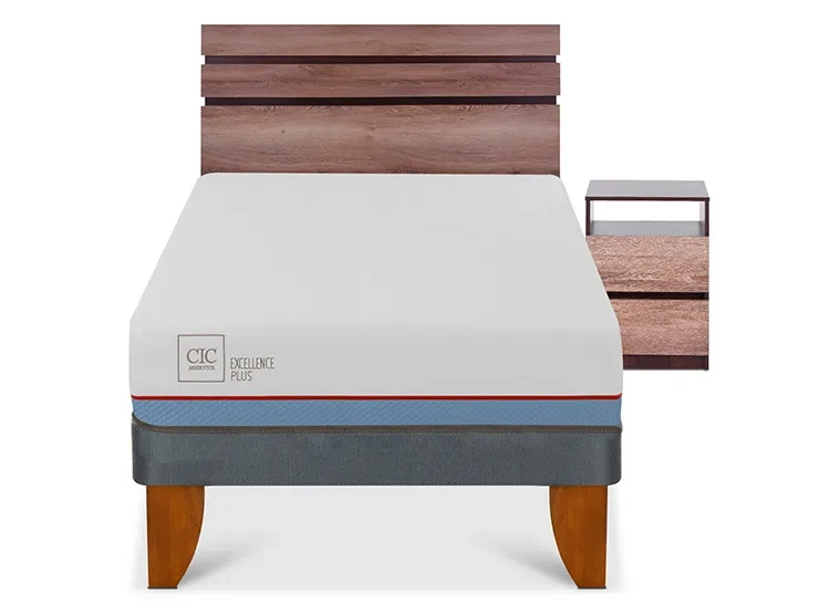 JUEGO DE DORMITORIO CIC CAMA EUROPEA EXCELLENCE PLUS 1.5 PLAZAS + SET ARES - 1