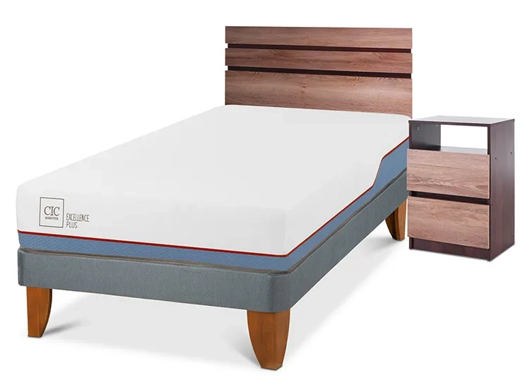 JUEGO DE DORMITORIO CIC CAMA EUROPEA EXCELLENCE PLUS 1.5 PLAZAS + SET ARES - 2