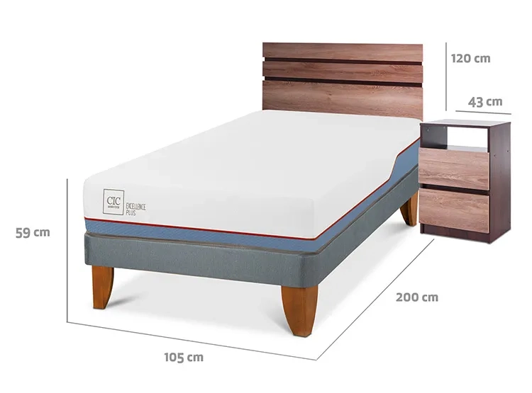 JUEGO DE DORMITORIO CIC CAMA EUROPEA EXCELLENCE PLUS 1.5 PLAZAS + SET ARES - 3
