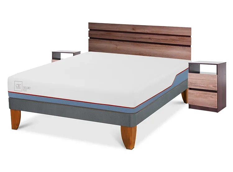 JUEGO DE DORMITORIO CIC CAMA EUROPEA EXCELLENCE PLUS BN 2 PLAZAS + SET ARES - 2