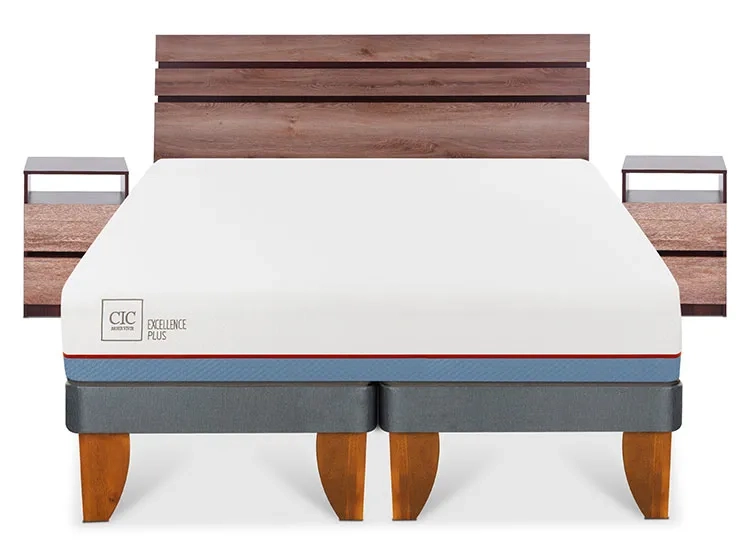 JUEGO DE DORMITORIO CIC CAMA EUROPEA EXCELLENCE PLUS BD 2 PLAZAS + SET ARES - 1