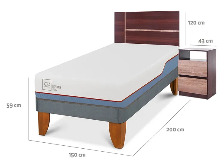 JUEGO DE DORMITORIO CIC CAMA EUROPEA EXCELLENCE PLUS 1 PLAZA + SET ENIO - 3