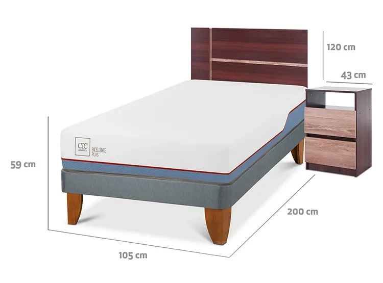 JUEGO DE DORMITORIO CIC CAMA EUROPEA EXCELLENCE PLUS 1.5 PLAZAS + SET ENIO - 3