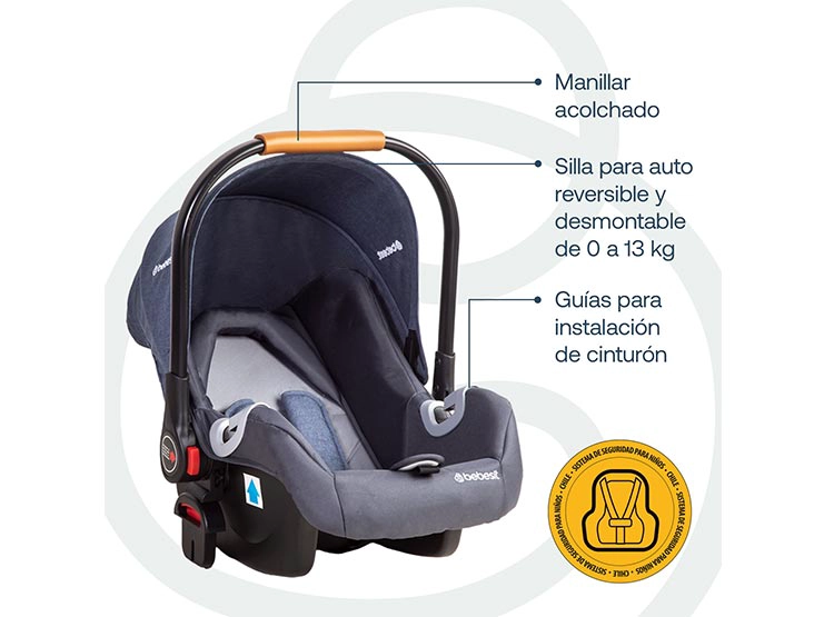 COCHE CUNA TRAVEL SYSTEM BEBE FÉNIX AZUL BEBESIT - 7