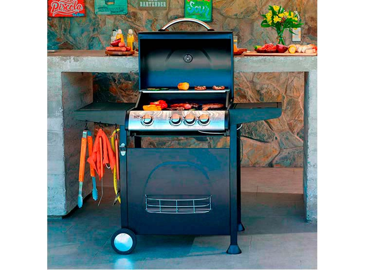 PARRILLA A GAS BBQ GRILL BBQ304GCQL GIORGIA 3 QUEMADORES + QUEMADOR LATERAL NEGRO - 9