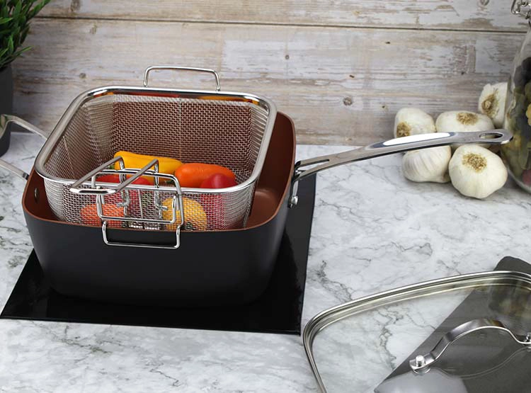 SARTEN MARMICOC MULTIUSO SPRING NEGRO 24 CM ALUMINIO 4 PIEZAS - 11