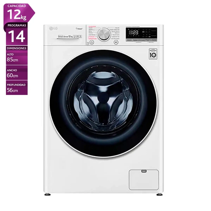 LAVADORA CARGA FRONTAL LG WM12WVC4S6 12KG BLANCO - 1