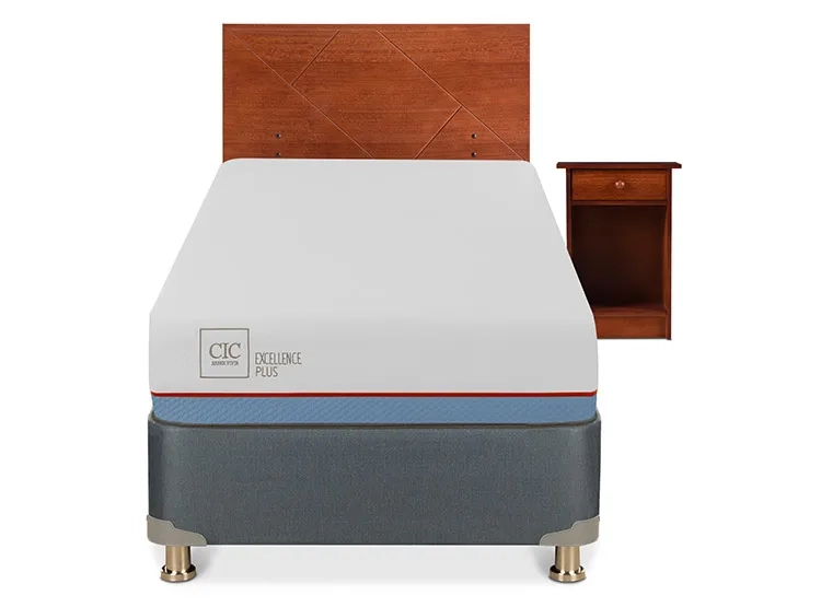 JUEGO DE DORMITORIO CIC CAMA BOX AMERICANO EXCELLENCE PLUS 1 PLAZA + SET NEW VILLARRICA - 1