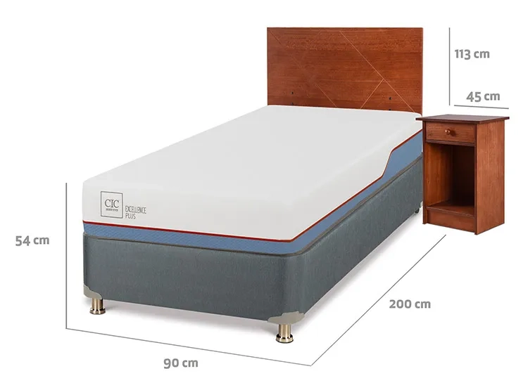 JUEGO DE DORMITORIO CIC CAMA BOX AMERICANO EXCELLENCE PLUS 1 PLAZA + SET NEW VILLARRICA - 3