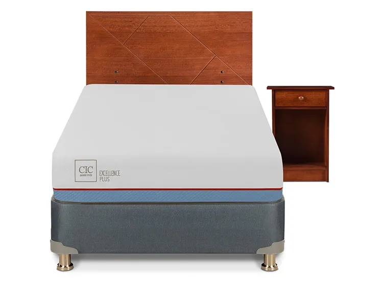 JUEGO DE DORMITORIO CIC CAMA BOX AMERICANO EXCELLENCE PLUS 1.5 PLAZAS + SET NEW VILLARRICA - 1