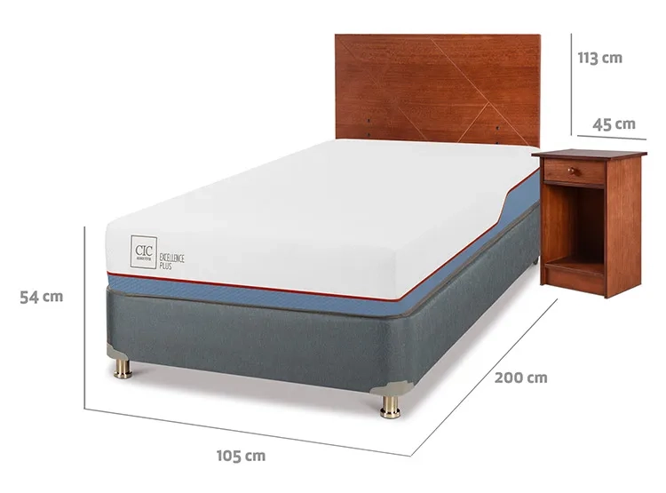 JUEGO DE DORMITORIO CIC CAMA BOX AMERICANO EXCELLENCE PLUS 1.5 PLAZAS + SET NEW VILLARRICA - 3