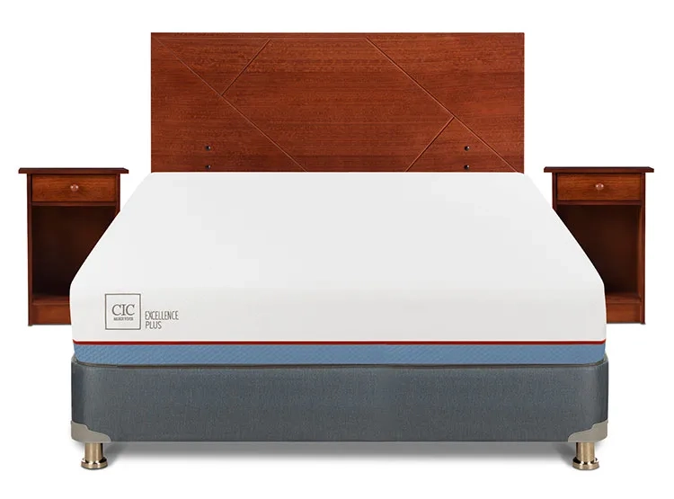 JUEGO DE DORMITORIO CIC CAMA BOX AMERICANO EXCELLENCE PLUS BN 2 PLAZAS + SET NEW VILLARRICA - 1