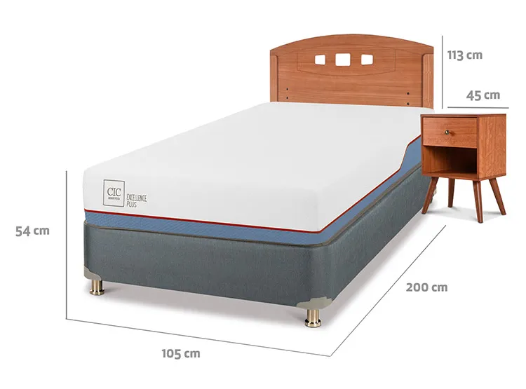 JUEGO DE DORMITORIO CIC CAMA BOX AMERICANO EXCELLENCE PLUS 1.5 PLAZAS + SET NEW GALES - 3