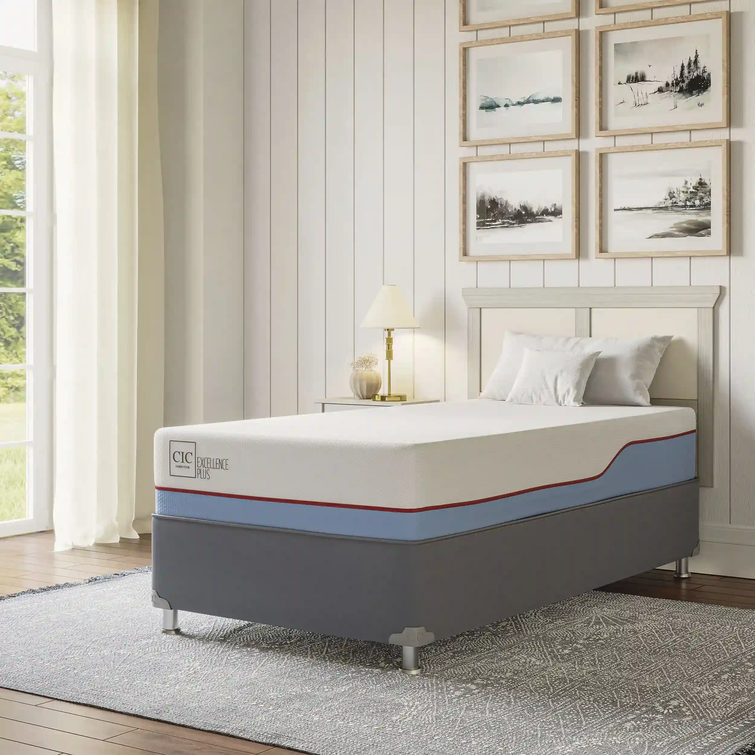 JUEGO DE DORMITORIO CIC CAMA BOX AMERICANO EXCELLENCE PLUS 1.5 PLAZAS + SET NEW GALES - 9