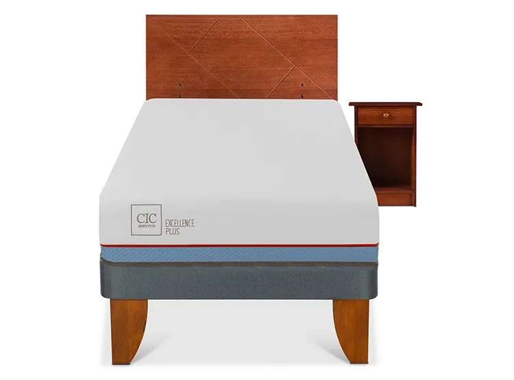 JUEGO DE DORMITORIO CIC CAMA EUROPEA EXCELLENCE PLUS 1 PLAZA + SET NEW VILLARRICA - 1