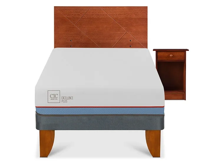 JUEGO DE DORMITORIO CIC CAMA EUROPEA EXCELLENCE PLUS 1.5 PLAZAS + SET NEW VILLARRICA - 1