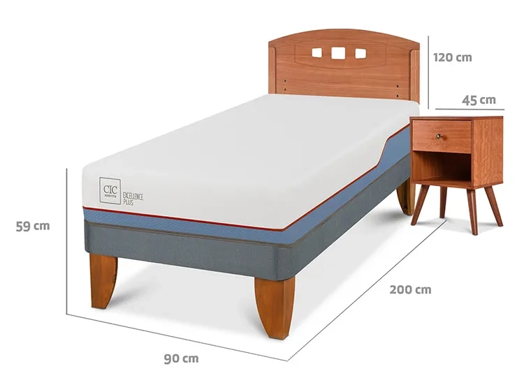 JUEGO DE DORMITORIO CIC CAMA EUROPEA EXCELLENCE PLUS 1 PLAZA + SET NEW GALES - 3