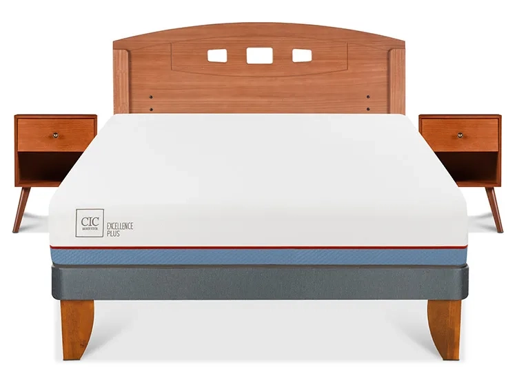 JUEGO DE DORMITORIO CIC CAMA EUROPEA EXCELLENCE PLUS BN 2 PLAZAS + SET NEW GALES - 1