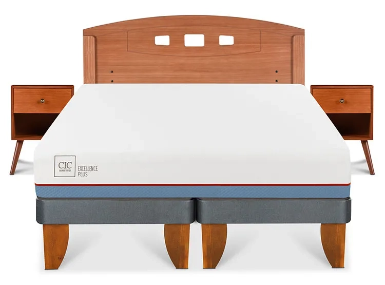 JUEGO DE DORMITORIO CIC CAMA EUROPEA EXCELLENCE PLUS BD 2 PLAZAS + SET NEW GALES - 1