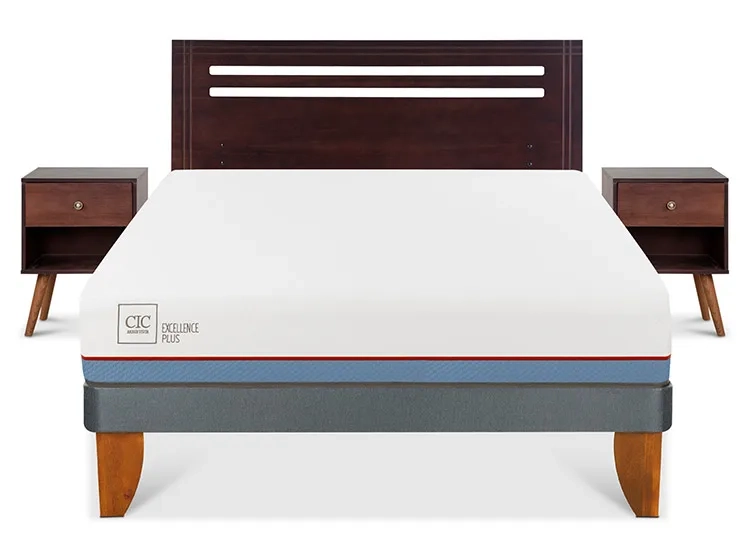 JUEGO DE DORMITORIO CIC CAMA EUROPEA EXCELLENCE PLUS BN 2 PLAZAS + SET NEW MUNICH - 1
