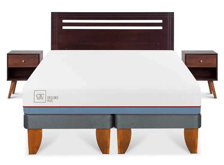JUEGO DE DORMITORIO CIC CAMA EUROPEA EXCELLENCE PLUS BD 2 PLAZAS + SET NEW MUNICH - 1