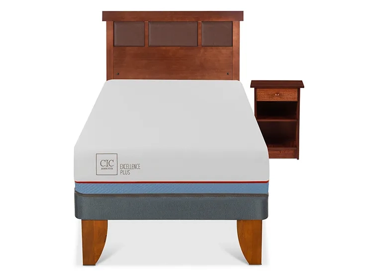 JUEGO DE DORMITORIO CIC CAMA EUROPEA EXCELLENCE PLUS 1 PLAZA + SET NEW DUBLIN CARAMEL - 1