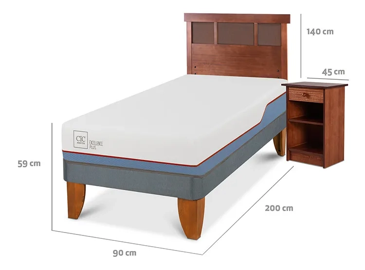 JUEGO DE DORMITORIO CIC CAMA EUROPEA EXCELLENCE PLUS 1 PLAZA + SET NEW DUBLIN CARAMEL - 3