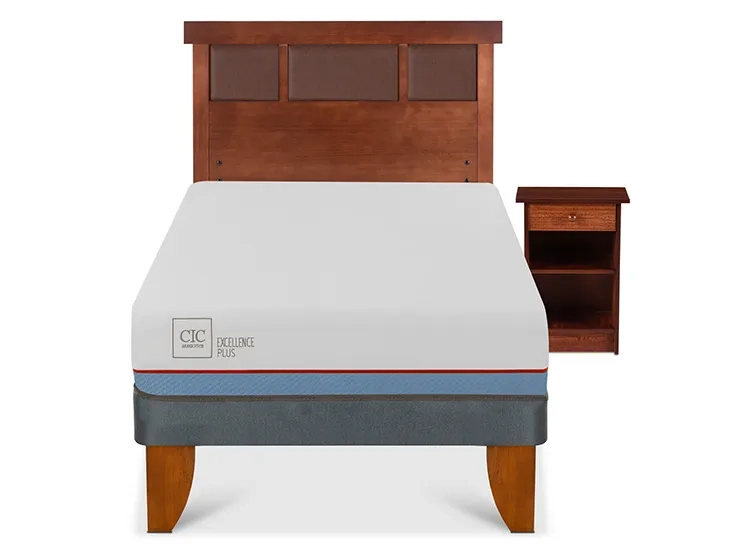 JUEGO DE DORMITORIO CIC CAMA EUROPEA EXCELLENCE PLUS 1.5 PLAZAS + SET NEW DUBLIN CARAMEL - 1