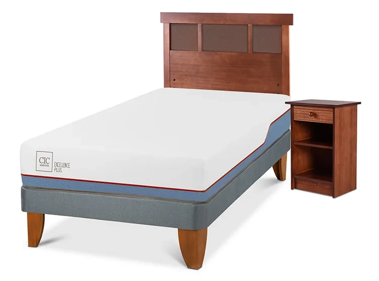 JUEGO DE DORMITORIO CIC CAMA EUROPEA EXCELLENCE PLUS 1.5 PLAZAS + SET NEW DUBLIN CARAMEL - 2