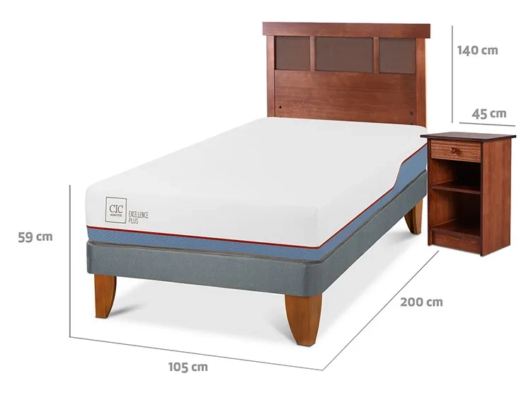 JUEGO DE DORMITORIO CIC CAMA EUROPEA EXCELLENCE PLUS 1.5 PLAZAS + SET NEW DUBLIN CARAMEL - 3