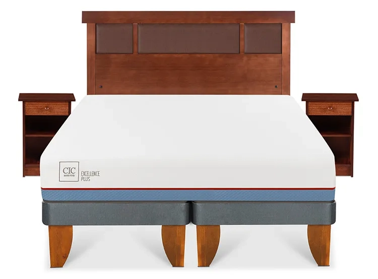 JUEGO DE DORMITORIO CIC CAMA EUROPEA EXCELLENCE PLUS BD 2 PLAZAS + SET NEW DUBLIN CARAMEL - 1