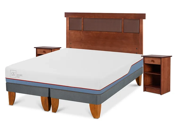 JUEGO DE DORMITORIO CIC CAMA EUROPEA EXCELLENCE PLUS BD 2 PLAZAS + SET NEW DUBLIN CARAMEL - 2