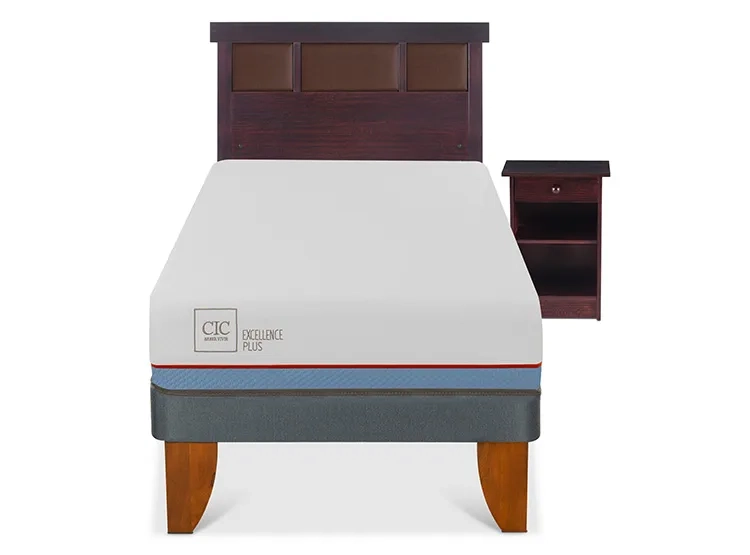 JUEGO DE DORMITORIO CIC CAMA EUROPEA EXCELLENCE PLUS 1 PLAZA + SET NEW DUBLIN CHOCOLATE - 1