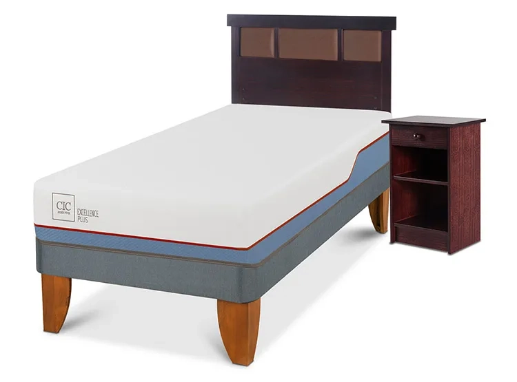 JUEGO DE DORMITORIO CIC CAMA EUROPEA EXCELLENCE PLUS 1 PLAZA + SET NEW DUBLIN CHOCOLATE - 2