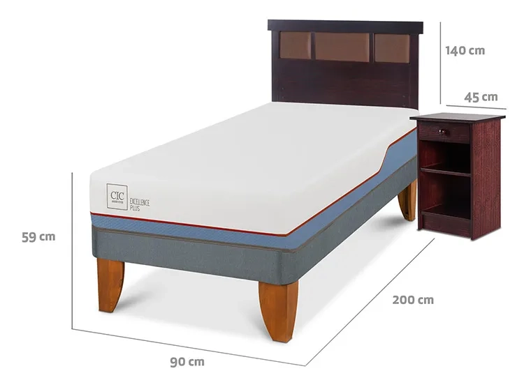 JUEGO DE DORMITORIO CIC CAMA EUROPEA EXCELLENCE PLUS 1 PLAZA + SET NEW DUBLIN CHOCOLATE - 3