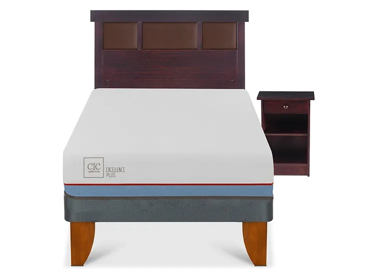 JUEGO DE DORMITORIO CIC CAMA EUROPEA EXCELLENCE PLUS 1.5 PLAZAS + SET NEW DUBLIN CHOCOLATE - 1