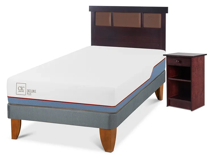 JUEGO DE DORMITORIO CIC CAMA EUROPEA EXCELLENCE PLUS 1.5 PLAZAS + SET NEW DUBLIN CHOCOLATE - 2