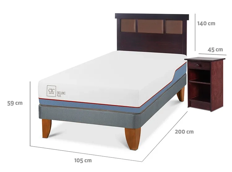 JUEGO DE DORMITORIO CIC CAMA EUROPEA EXCELLENCE PLUS 1.5 PLAZAS + SET NEW DUBLIN CHOCOLATE - 3
