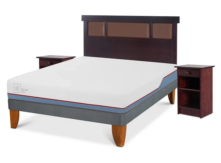 JUEGO DE DORMITORIO CIC CAMA EUROPEA EXCELLENCE PLUS BN 2 PLAZAS + SET NEW DUBLIN CHOCOLATE - 2